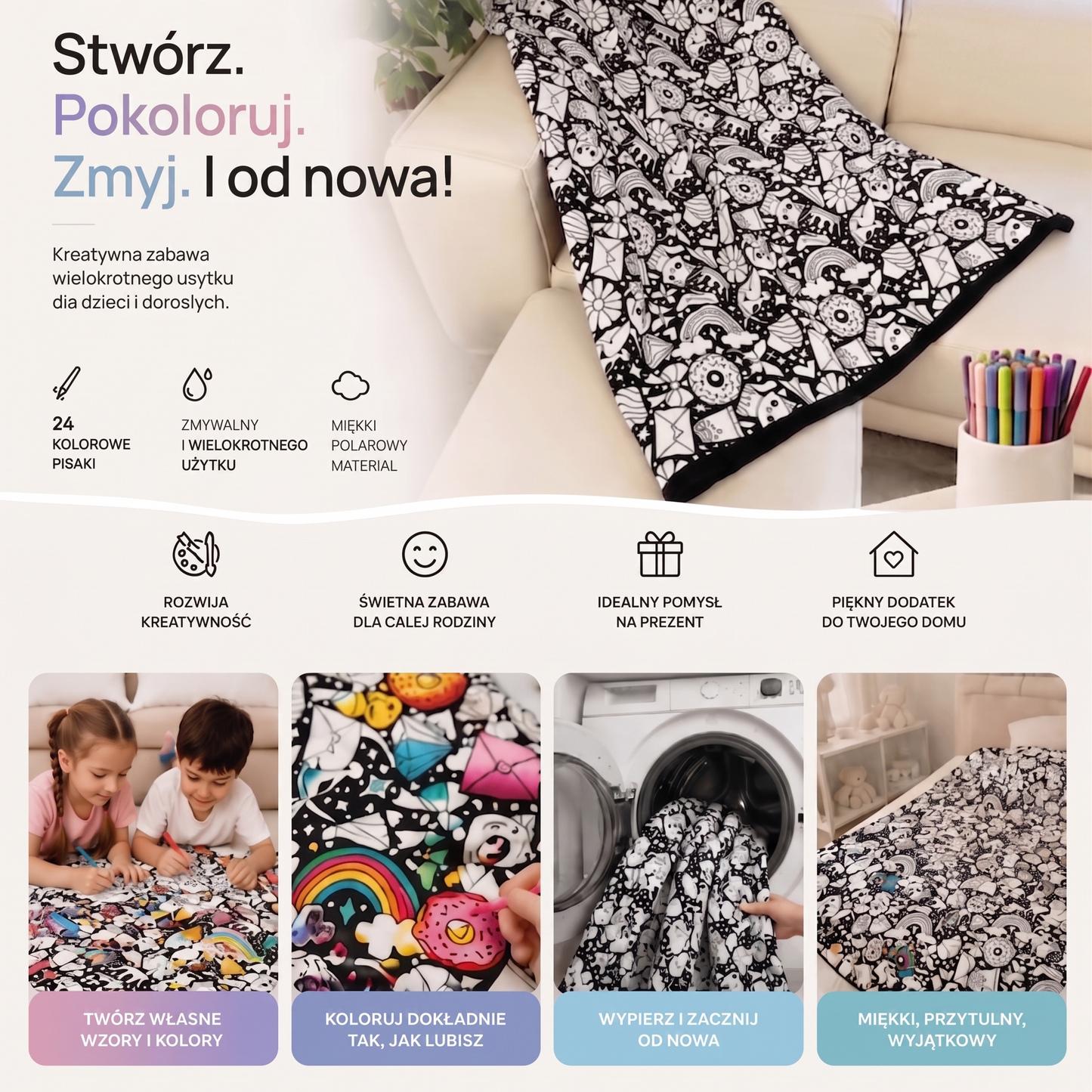 KocoMazak-DIY Koc Który Kolorujesz Sam!
